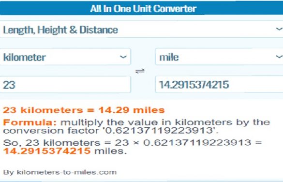 What is 23km in miles?