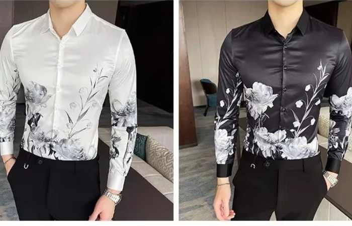 thesparkshop.in:product/flower-style-casual-men-shirt-long-sleeve-and-slim-fit-mens-clothes 